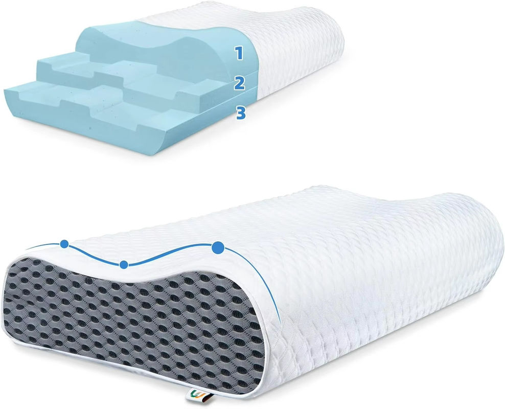 Memory Foam Pillow Adjustable Supportive Orthopedic Contour Sleep Pillow For Neck And Shoulder Pain