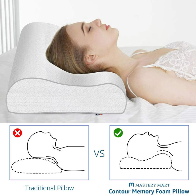 Memory Foam Pillow Adjustable Supportive Orthopedic Contour Sleep Pillow For Neck And Shoulder Pain