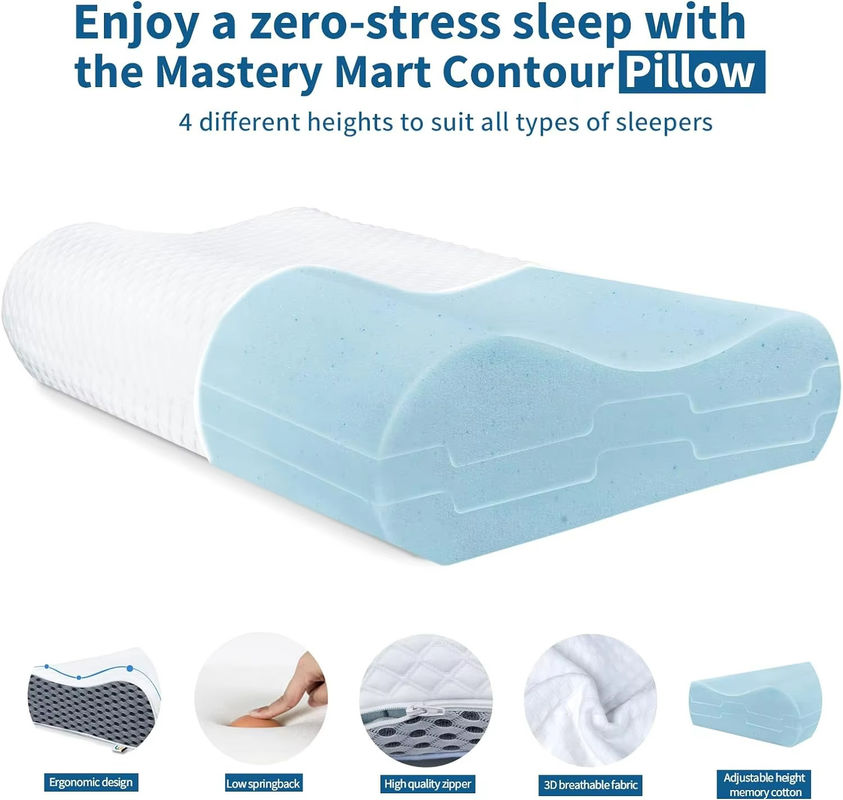 Memory Foam Pillow Adjustable Supportive Orthopedic Contour Sleep Pillow For Neck And Shoulder Pain
