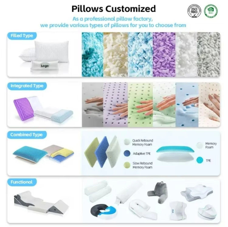 Custom LOGO Ergonomic Sleeping Cervical Orthopedic Memory Foam Bed Pillows For Sleeping Comfortable