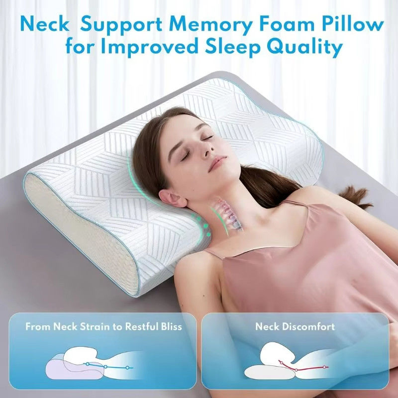 4-Layer Adjustable Memory Foam Pillow for Sleeping Ergonomic Contour Cooling Pillow for Back and Side Sleepers