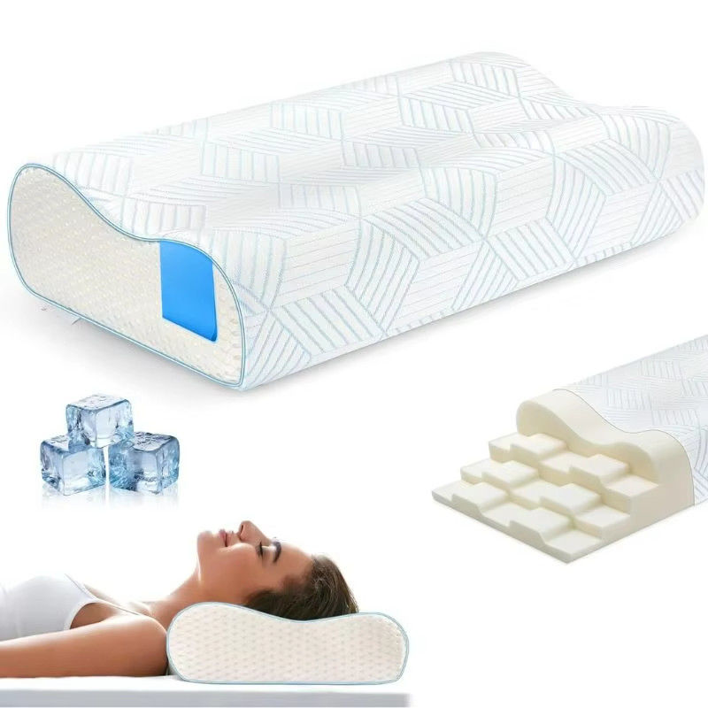 4-Layer Adjustable Memory Foam Pillow for Sleeping Ergonomic Contour Cooling Pillow for Back and Side Sleepers