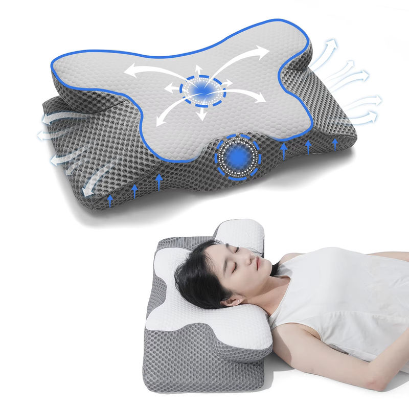 Custom Shaped Cervical Orthopedic Smart Gray Memory Foam Sleeping Neck Bed Memory Foam Pillow