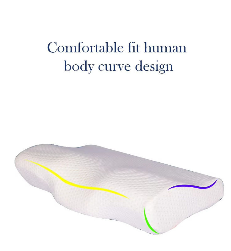 Contoured Memory Foam Gel Pillow Butterfly Shape Sleeping Memory Pillow Cervical Traction Pain Relief Bamboo Pillow