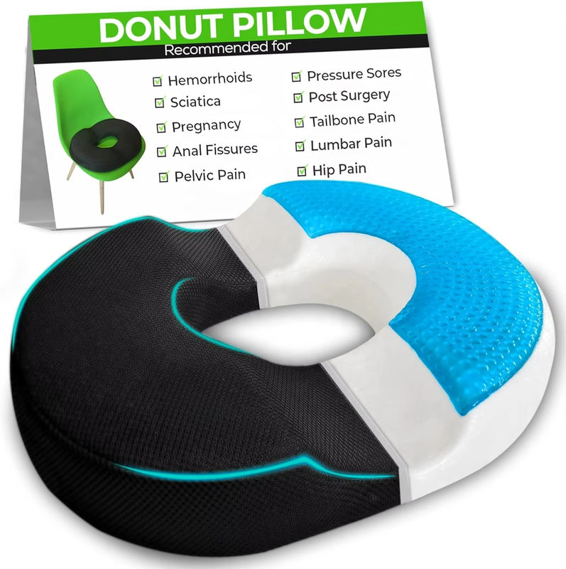Orthopedic Donut Chair with Cooling Pad Memory Foam Gel Pillow Lumbar Pillows