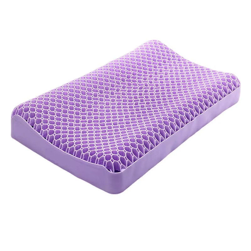 Pain Relieve Cooling Memory Foam Pillow Washable Bamboo TPE Non Pressure Breath Freely Purple